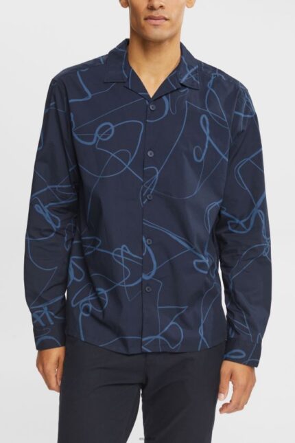 Men Esprit Navy Shirt with a pattern Shirts XF4444910