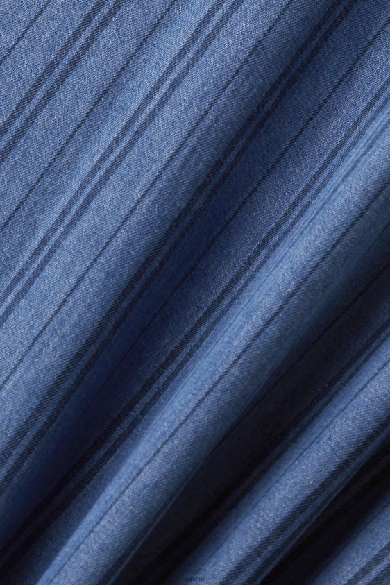 Men Esprit Navy Slim fit denim shirt with stripes Shirts XF4444717 - Image 4