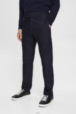 Men Esprit Navy Slim fit trousers with elasticated waistband Trousers & Pants XF4444691