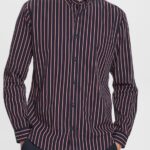 Men Esprit Navy Striped button down shirt Shirts XF4444885