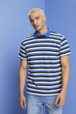 Men Esprit Navy Striped jersey t-shirt, 100% cotton T-Shirts XF4444736