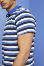 Men Esprit Navy Striped jersey t-shirt, 100% cotton T-Shirts XF4444736 - Image 3