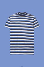 Men Esprit Navy Striped jersey t-shirt, 100% cotton T-Shirts XF4444736 - Image 5