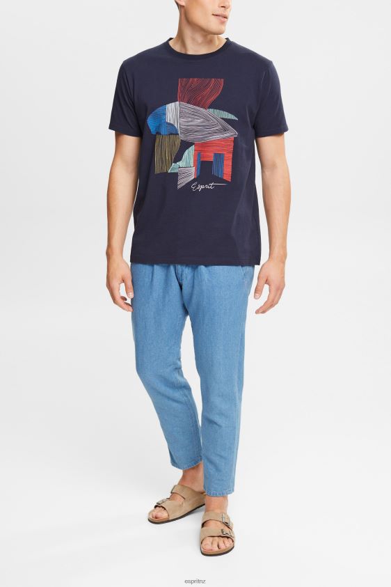 Men Esprit Navy Sustainable cotton illustration t-shirt T-Shirts XF4444940 - Image 2