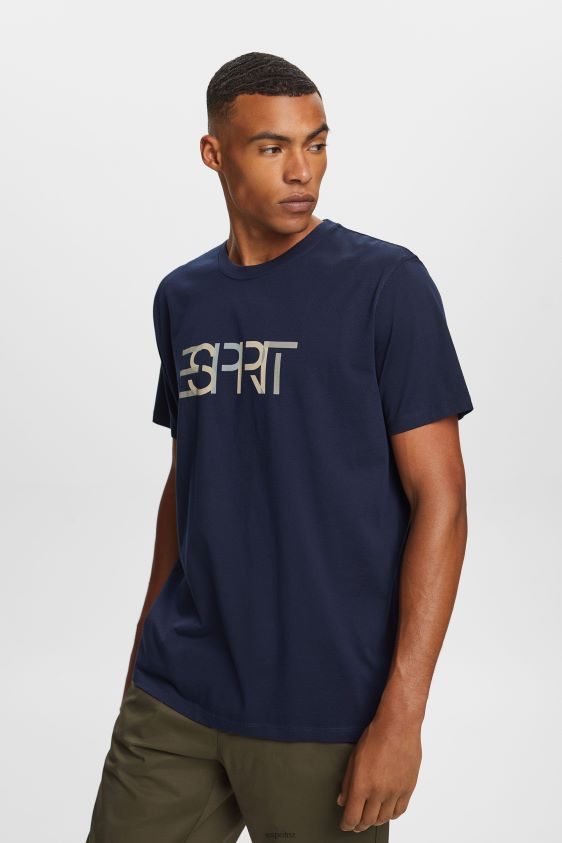Men Esprit Navy T-shirt with front print, 100% cotton T-Shirts XF4444740 - Image 1