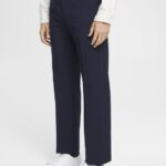 Men Esprit Navy Tailored wide-fit trousers with elasticated waist Trousers & Pants XF4444693