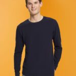 Men Esprit Navy Waffle pique long sleeve top Long Sleeve XF4444824