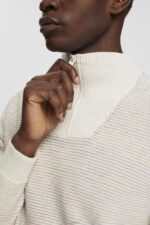 Men Esprit Off White Half-zip knit jumper with colourful stripes Sweaters XF4444727 - Image 3