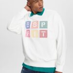 Men Esprit Off White Logo sweatshirt, 100% organic cotton Sweatshirts & Hoodies XF4444580