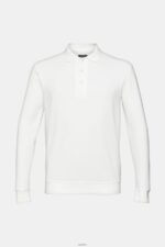 Men Esprit Off White Long sleeve pique polo shirt Polos XF4444951 - Image 5