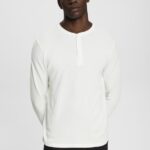 Men Esprit Off White Long sleeve waffle pique top Long Sleeve XF4444696