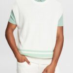 Men Esprit Off White Tank top with two stripes Sweaters XF4444841
