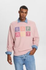 Men Esprit Old Pink Logo sweatshirt, 100% organic cotton Sweatshirts & Hoodies XF4444582