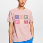 Men Esprit Old Pink Logo t-shirt, 100% cotton T-Shirts XF4444589
