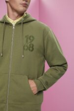 Men Esprit Olive Full-length zip hoodie Sweatshirts & Hoodies XF4444636 - Image 3