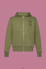 Men Esprit Olive Full-length zip hoodie Sweatshirts & Hoodies XF4444636 - Image 5