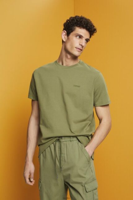 Men Esprit Olive Logo T-shirt, 100% cotton T-Shirts XF4444669