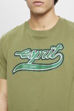 Men Esprit Olive Retro logo print cotton t-shirt T-Shirts XF4444631 - Image 3