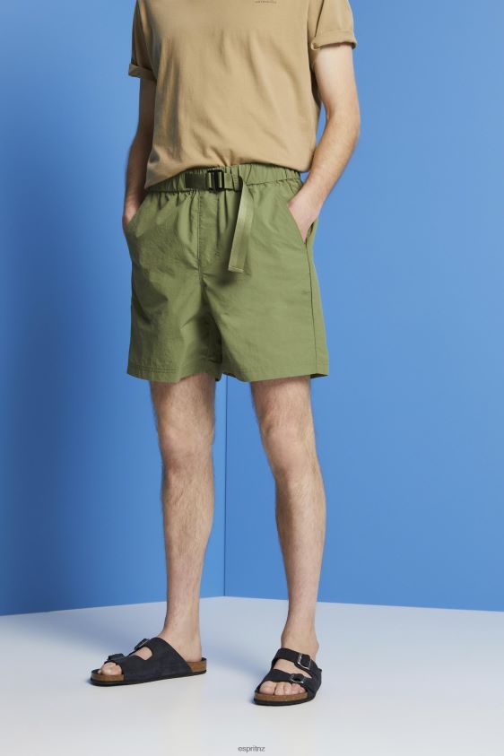 Men Esprit Olive Shorts with integrated belt Shorts XF4444672 - Image 1