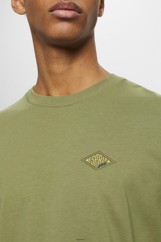 Men Esprit Olive T-shirt with logo print T-Shirts XF4444601 - Image 3