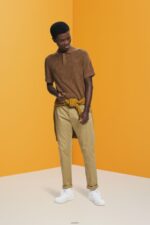 Men Esprit Pale Khaki Boucle polo shirt Polos XF4444702 - Image 2