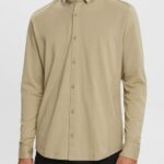 Men Esprit Pale Khaki Jersey shirt Shirts XF4444888