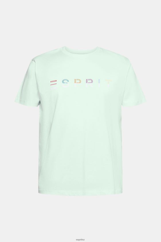 Men Esprit Pastel Blue Jersey T-shirt with an embroidered logo T-Shirts XF4444919 - Image 5