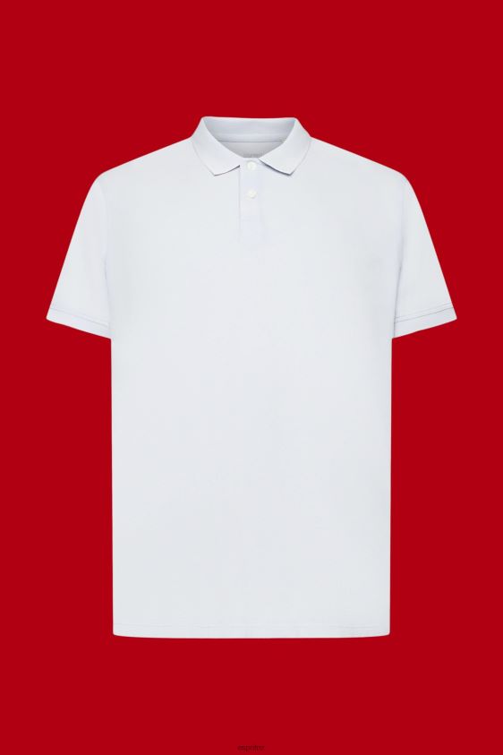 Men Esprit Pastel Blue Stone-washed cotton pique polo shirt Polos XF4444709 - Image 5