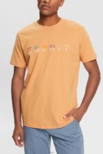 Men Esprit Peach Jersey T-shirt with an embroidered logo T-Shirts XF4444918