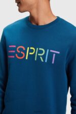 Men Esprit Petrol Blue Logo print sweatshirt Sweatshirts & Hoodies XF4444869 - Image 2