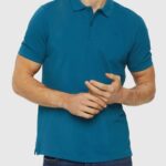 Men Esprit Petrol Blue Pima cotton pique polo shirt Polos XF4444926