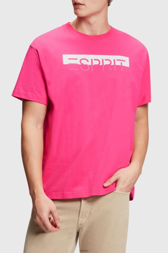Men Esprit Pink Fuchsia Matte shine logo applique t-shirt T-Shirts XF4444619 - Image 1