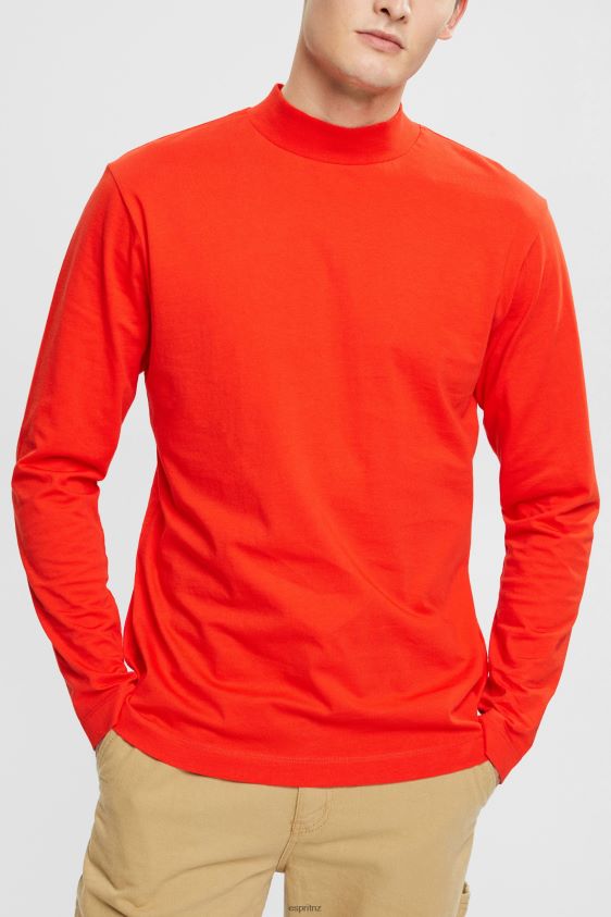 Men Esprit Red Stand-up collar long sleeve top Long Sleeve XF4444944 - Image 1
