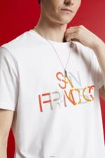 Men Esprit San Francisco White T-shirt with front print, 100% cotton T-Shirts XF4444739 - Image 3