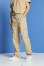 Men Esprit Sand Cotton jogger-style tapered cargo trousers Trousers & Pants XF4444674