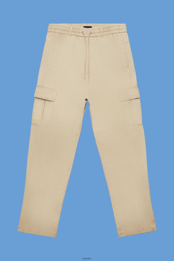 Men Esprit Sand Cotton jogger-style tapered cargo trousers Trousers & Pants XF4444674 - Image 5