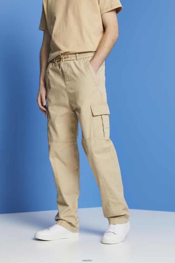 Men Esprit Sand Cotton jogger-style tapered cargo trousers Trousers & Pants XF4444674 - Image 1