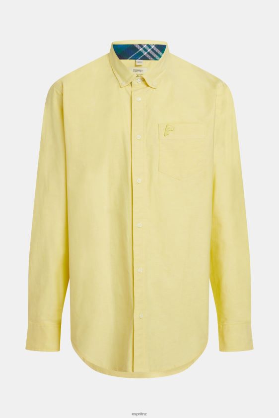 Men Esprit Sunflower Yellow Regular fit oxford shirt Shirts XF4444801 - Image 6