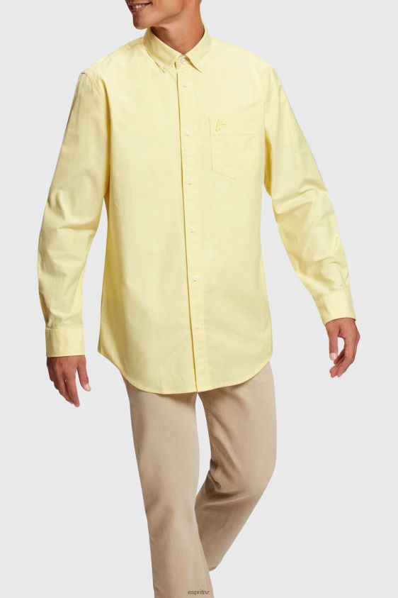 Men Esprit Sunflower Yellow Regular fit oxford shirt Shirts XF4444801 - Image 1