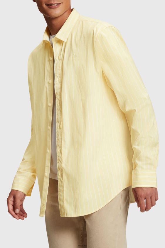 Men Esprit Sunflower Yellow Relaxed fit striped poplin shirt Shirts XF4444798 - Image 2