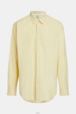 Men Esprit Sunflower Yellow Relaxed fit striped poplin shirt Shirts XF4444798 - Image 6