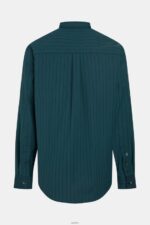 Men Esprit Teal Blue Relaxed fit striped poplin shirt Shirts XF4444797 - Image 7