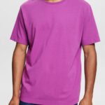 Men Esprit Violet Plain T-shirt T-Shirts XF4444932
