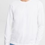 Men Esprit White Jersey long sleeve top Long Sleeve XF4444947
