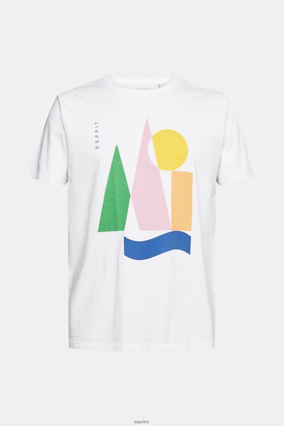 Men Esprit White Jersey T-shirt with a print T-Shirts XF4444844 - Image 4