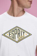 Men Esprit White Logo print cotton t-shirt T-Shirts XF4444624 - Image 3