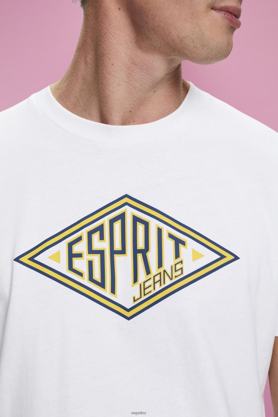 Men Esprit White Logo print cotton t-shirt T-Shirts XF4444624 - Image 3