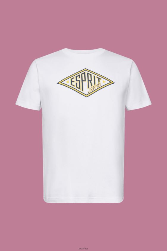 Men Esprit White Logo print cotton t-shirt T-Shirts XF4444624 - Image 5