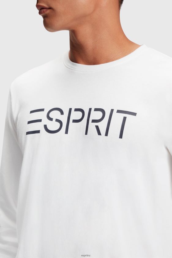 Men Esprit White Logo print jersey t-shirt T-Shirts XF4444864 - Image 2