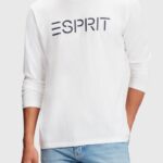 Men Esprit White Logo print jersey t-shirt T-Shirts XF4444864